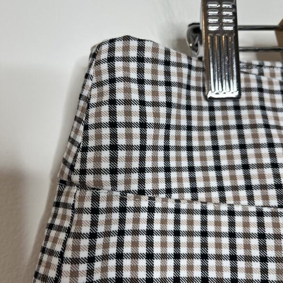 Tommy Hilfiger Womens Plaid Capri Pants White Brown Size 14 Career Work - Picture 2 of 6